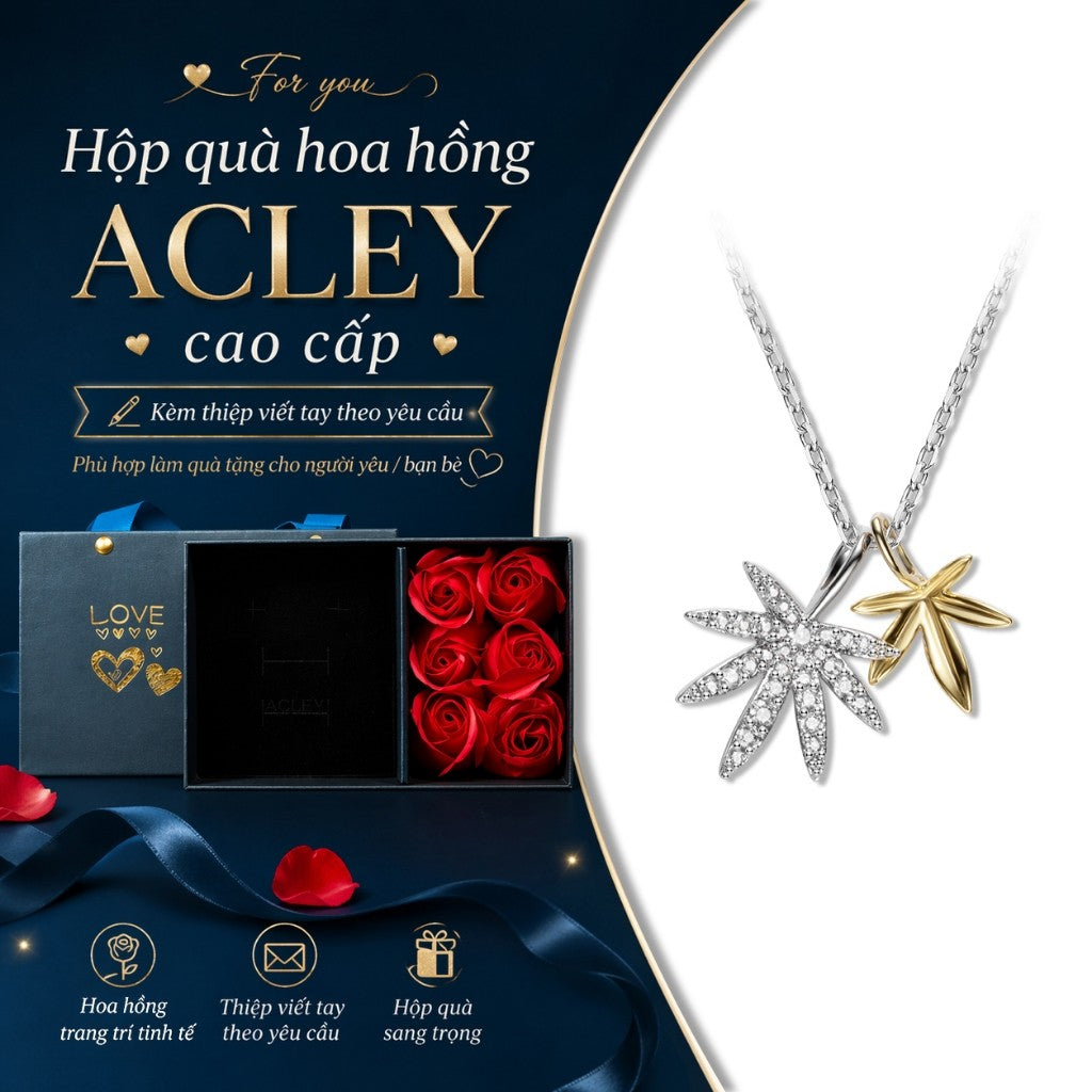 Dây chuyền hợp kim đồng mặt hoa sao đôi đính đá zircon 5A