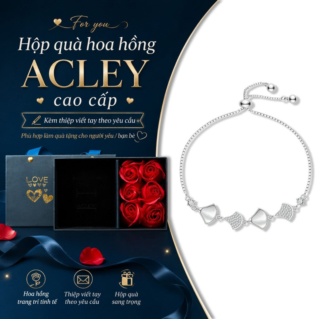 Lắc tay hợp kim đồng xà cừ trắng dáng cánh hoa
