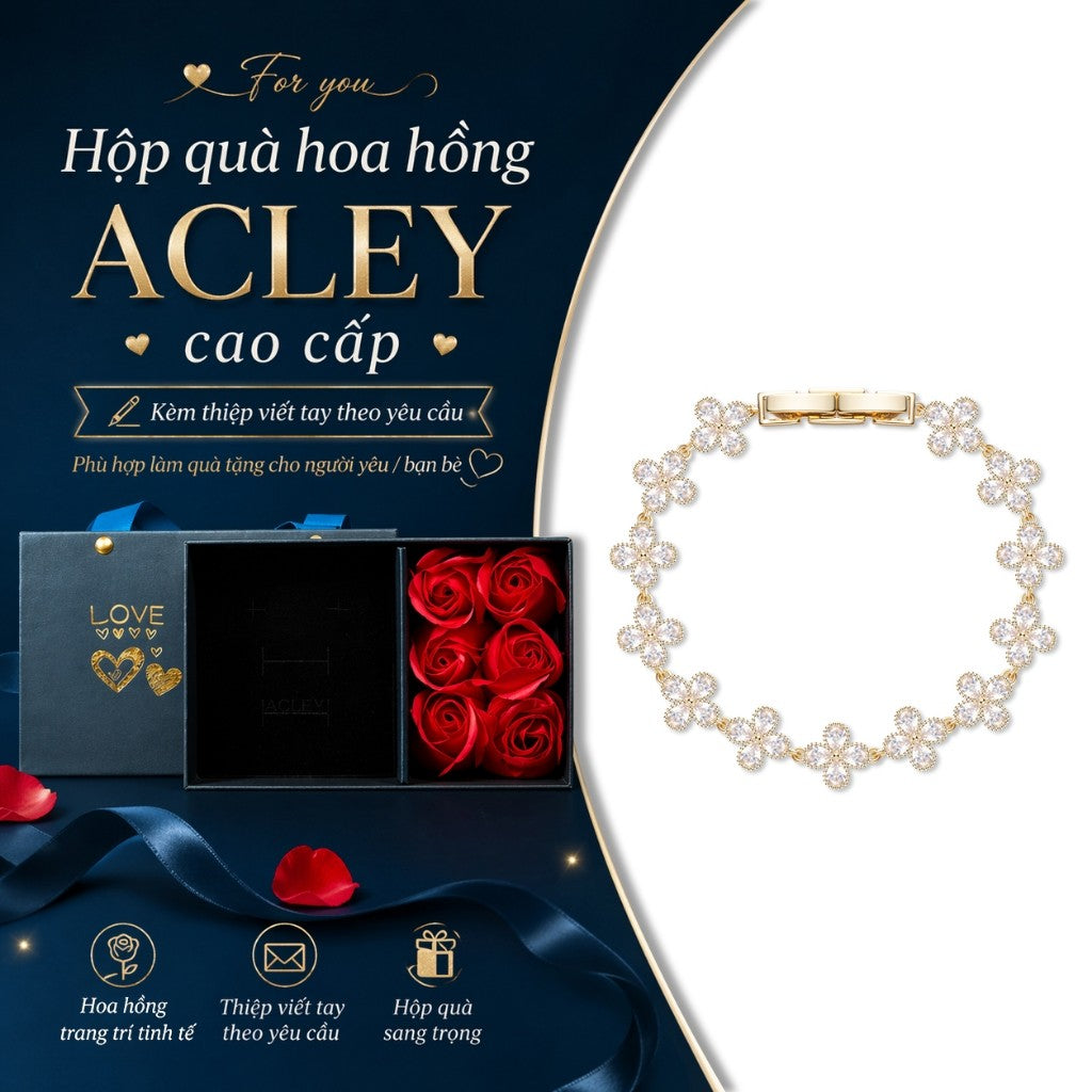 Lắc tay hợp kim đồng hình hoa đính đá zircon 5A