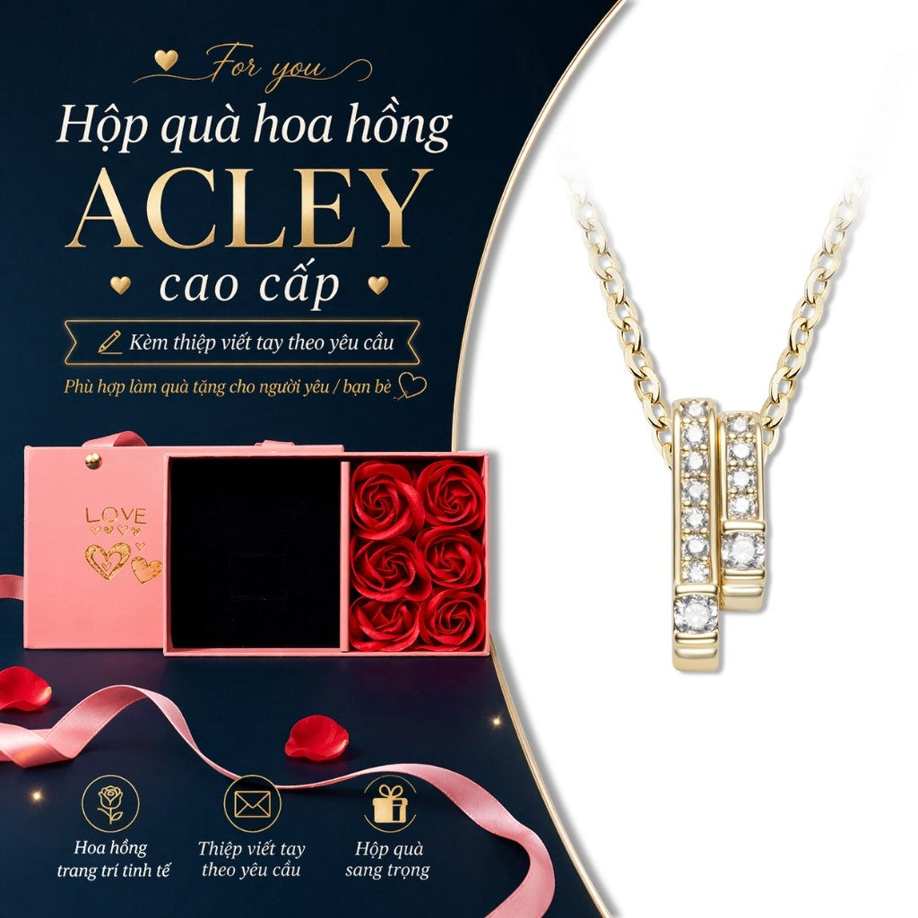 Dây chuyền hợp kim đồng mặt thanh đôi đính đá zircon 5A