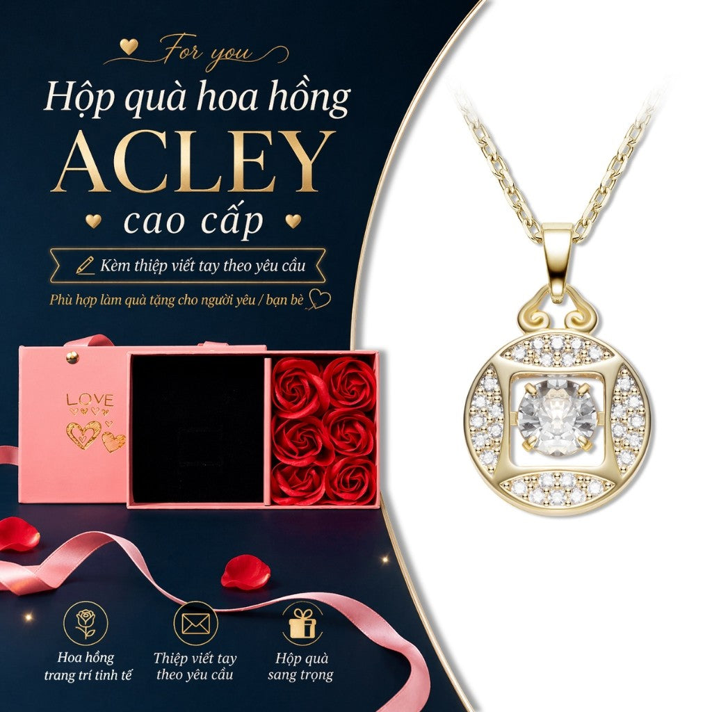 Dây chuyền hợp kim đồng mặt tròn đính đá zircon 5A