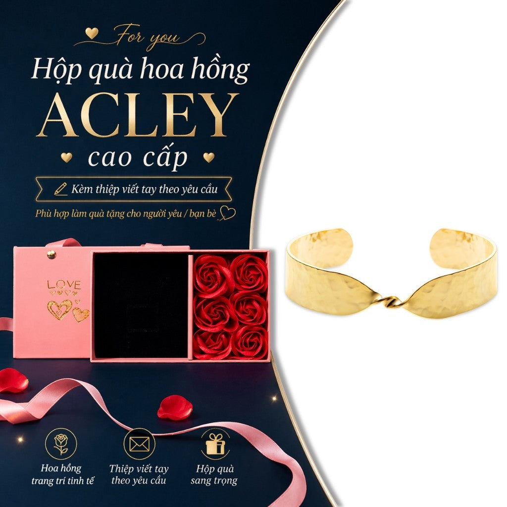 Vòng tay hở hợp kim đồng bản rộng dáng xoắn