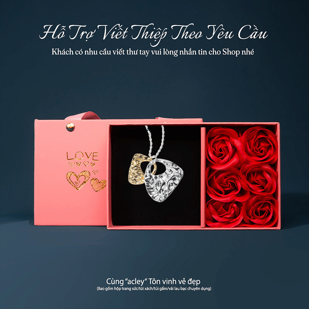 Acley Dây Chuyền Hai Mảnh Bạc và Vàng Khắc Họa Tiết hiện Đại Cá Tính, Phụ Kiện Đi Biển E25911I0A