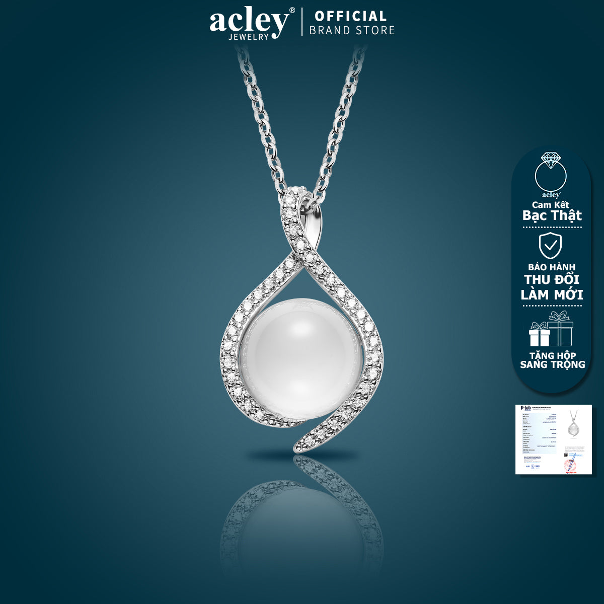 Dây chuyền bạc S925 mặt giọt nước đá mã não chalcedony