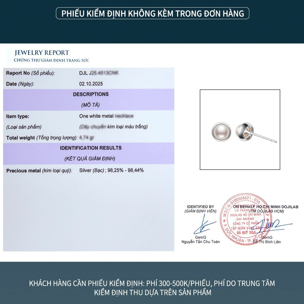 Bông tai bạc S925 ngọc trai nước ngọt dáng tròn