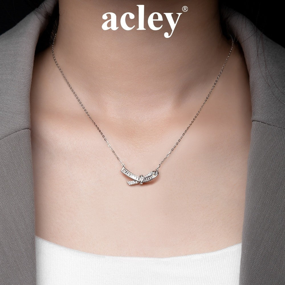Dây chuyền bạc S925 đính đá zircon 5A dáng nơ cách điệu