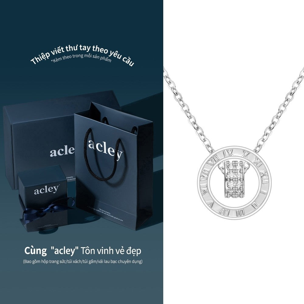 Dây chuyền số La Mã hợp kim đồng đính đá zircon 5A