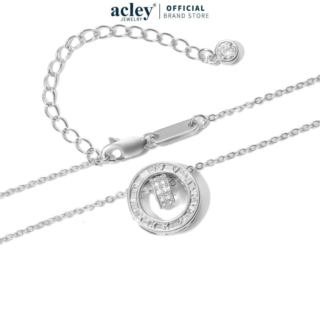 Dây chuyền số La Mã hợp kim đồng đính đá zircon 5A