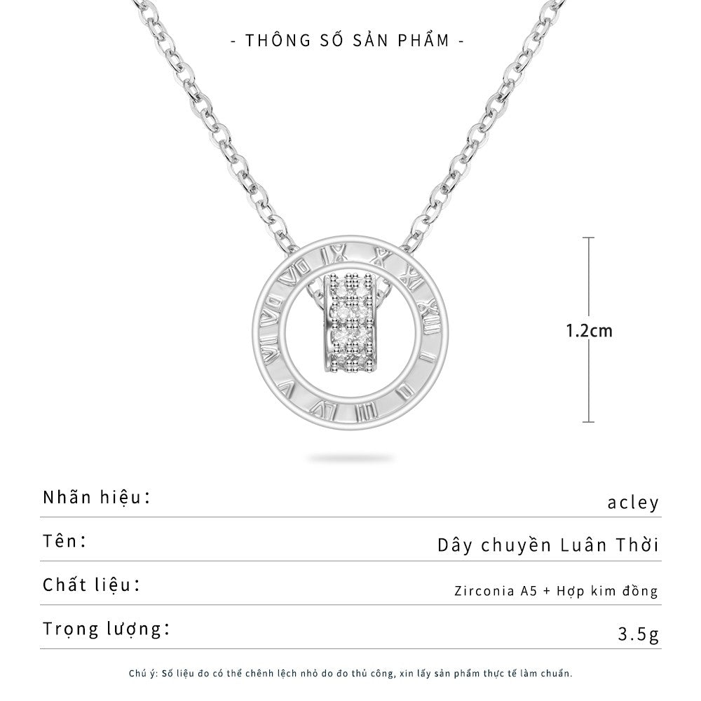 Dây chuyền số La Mã hợp kim đồng đính đá zircon 5A