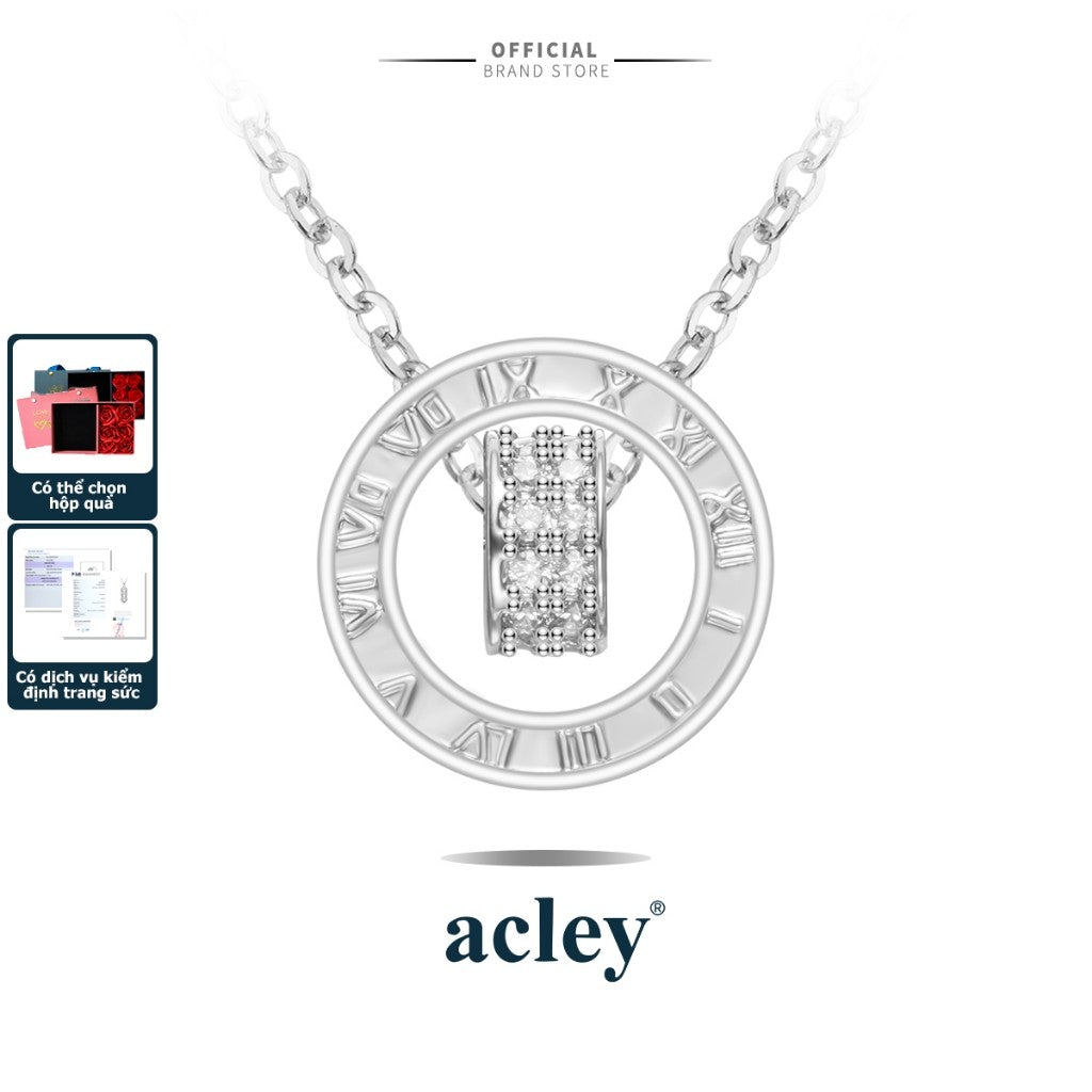 Dây chuyền số La Mã hợp kim đồng đính đá zircon 5A