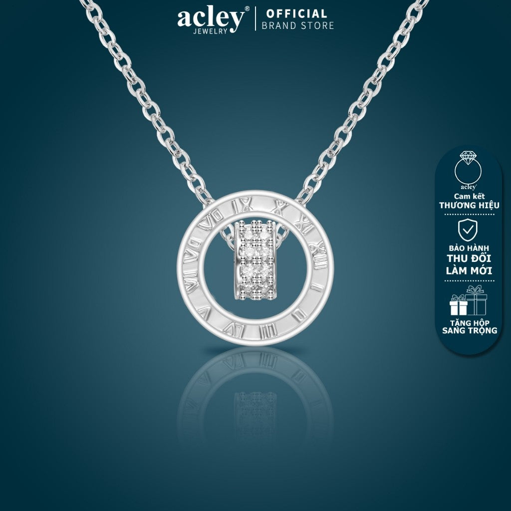 Dây chuyền số La Mã hợp kim đồng đính đá zircon 5A
