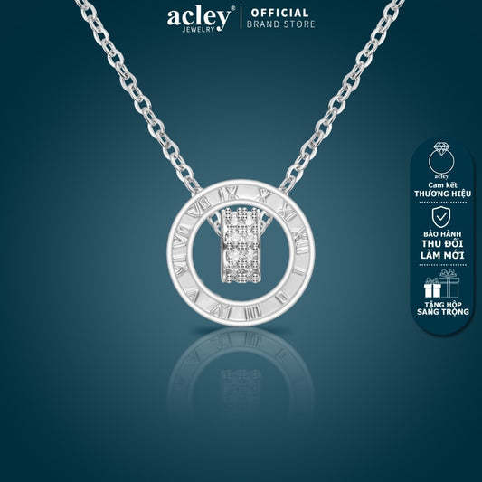 Dây chuyền số La Mã hợp kim đồng đính đá zircon 5A