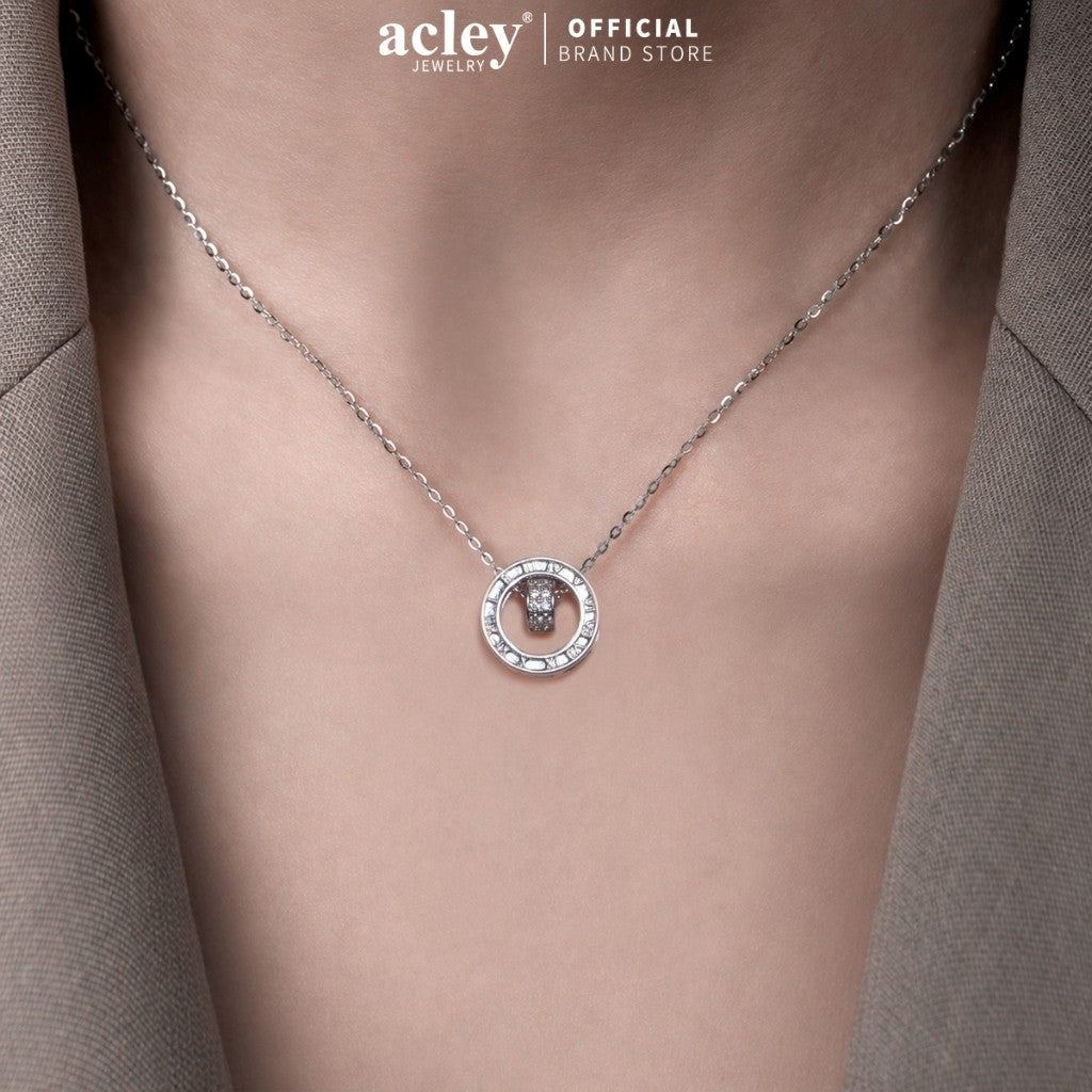 Dây chuyền số La Mã hợp kim đồng đính đá zircon 5A