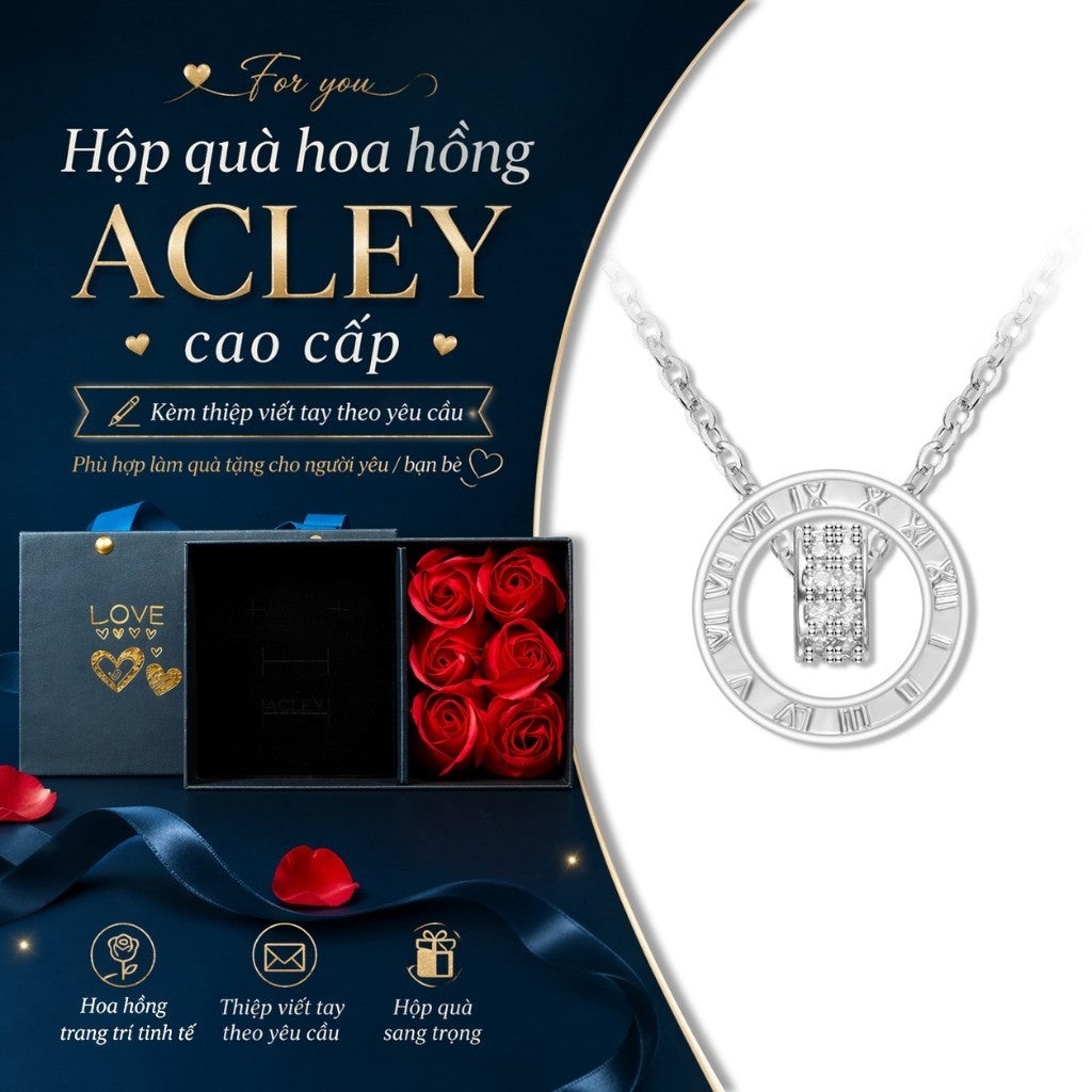 Dây chuyền số La Mã hợp kim đồng đính đá zircon 5A