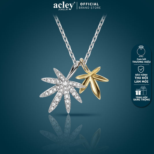 Dây chuyền hợp kim đồng mặt hoa sao đôi đính đá zircon 5A