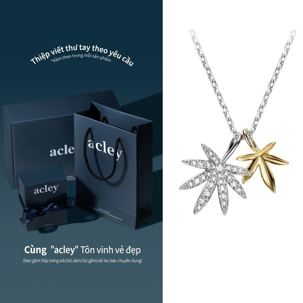 Dây chuyền hợp kim đồng mặt hoa sao đôi đính đá zircon 5A