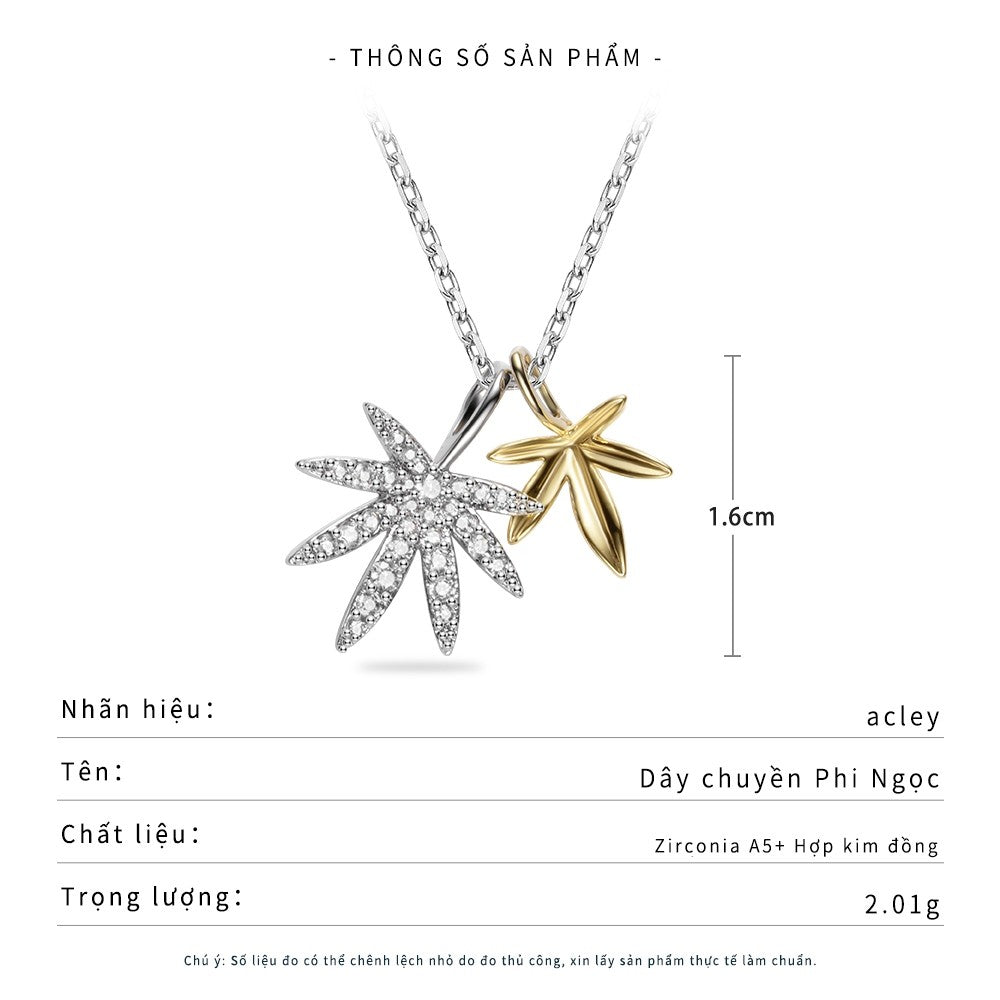 Dây chuyền hợp kim đồng mặt hoa sao đôi đính đá zircon 5A