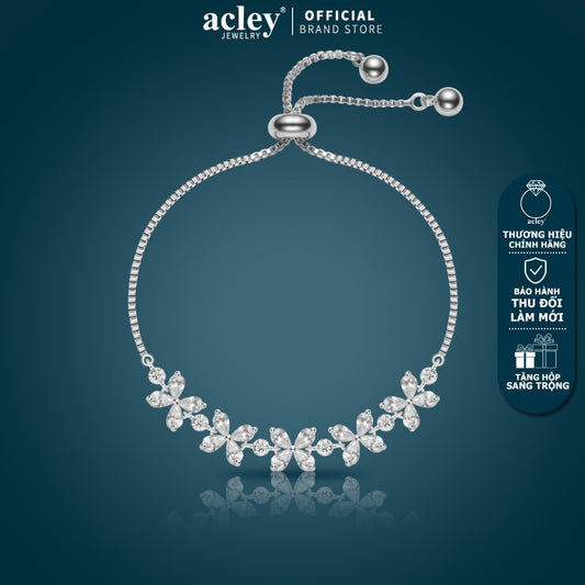 Lắc tay hợp kim đồng cỏ bốn lá đính đá zircon 5A