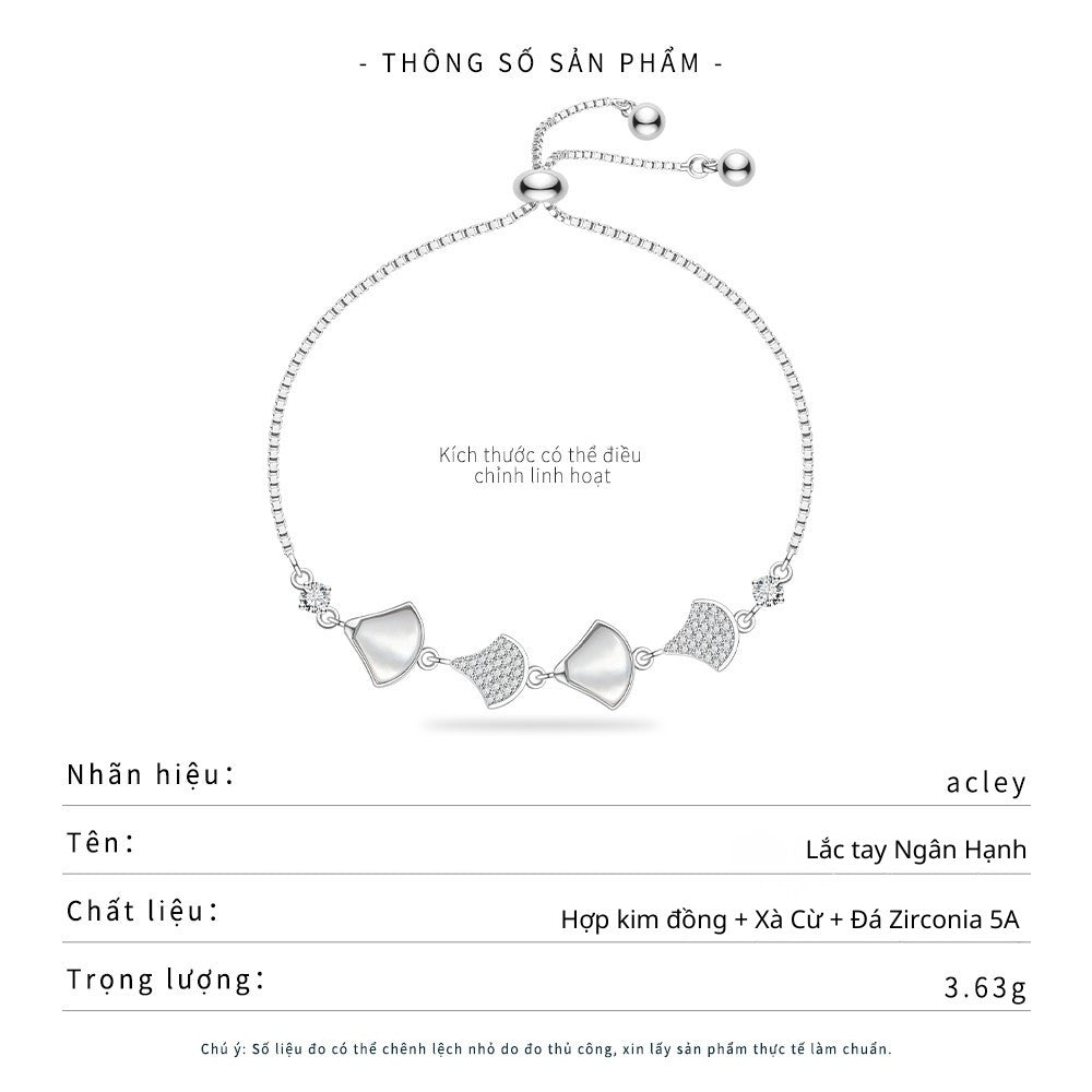 Lắc tay hợp kim đồng xà cừ trắng dáng cánh hoa