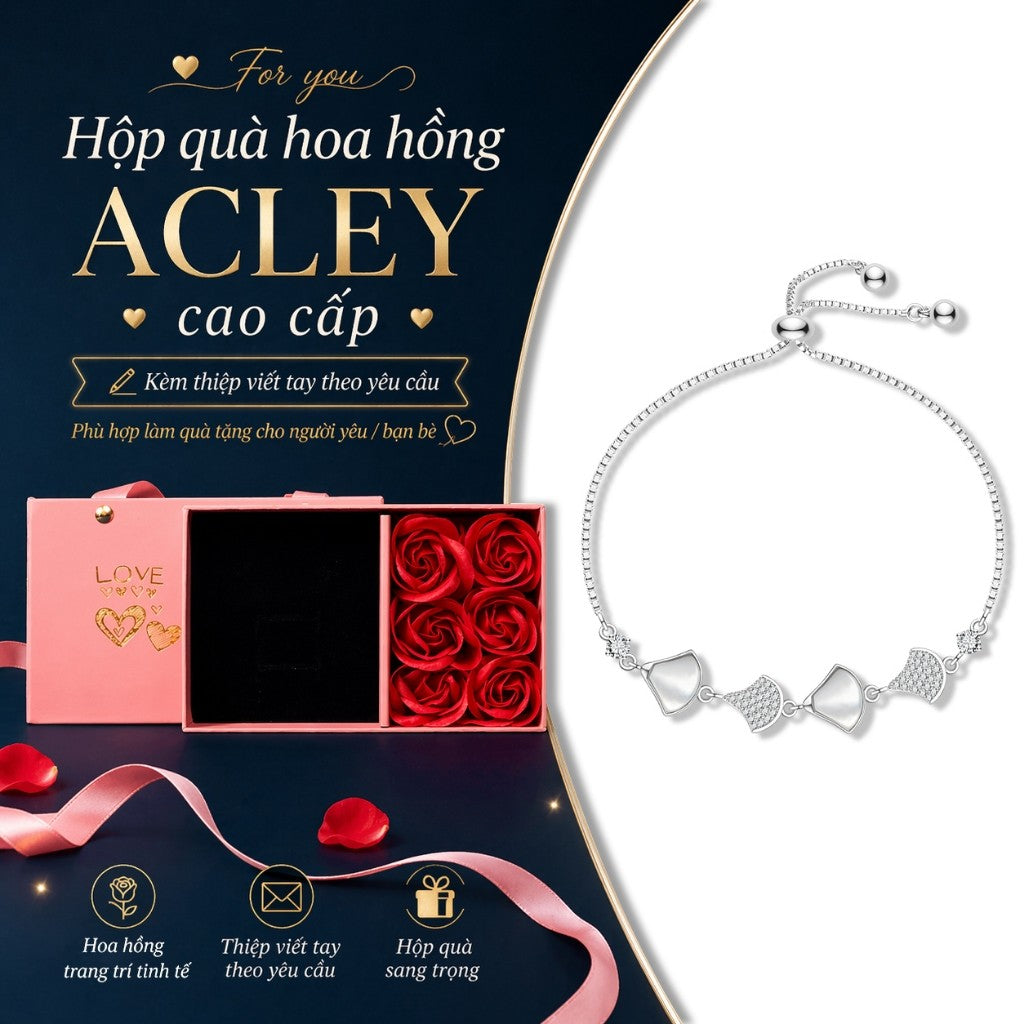 Lắc tay hợp kim đồng xà cừ trắng dáng cánh hoa