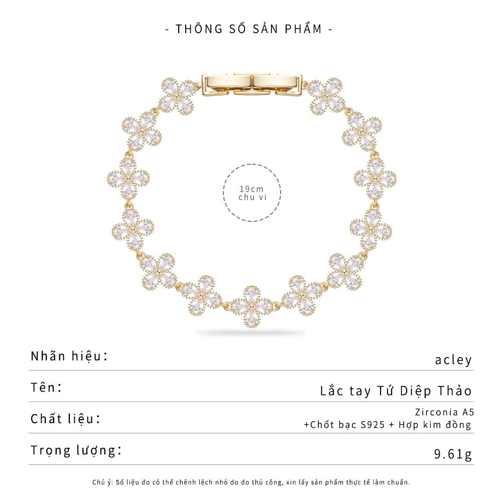 Lắc tay hợp kim đồng hình hoa đính đá zircon 5A
