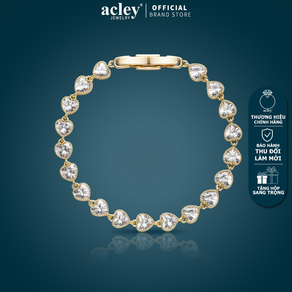 Lắc tay hợp kim đồng đính đá zircon 5A viên tròn