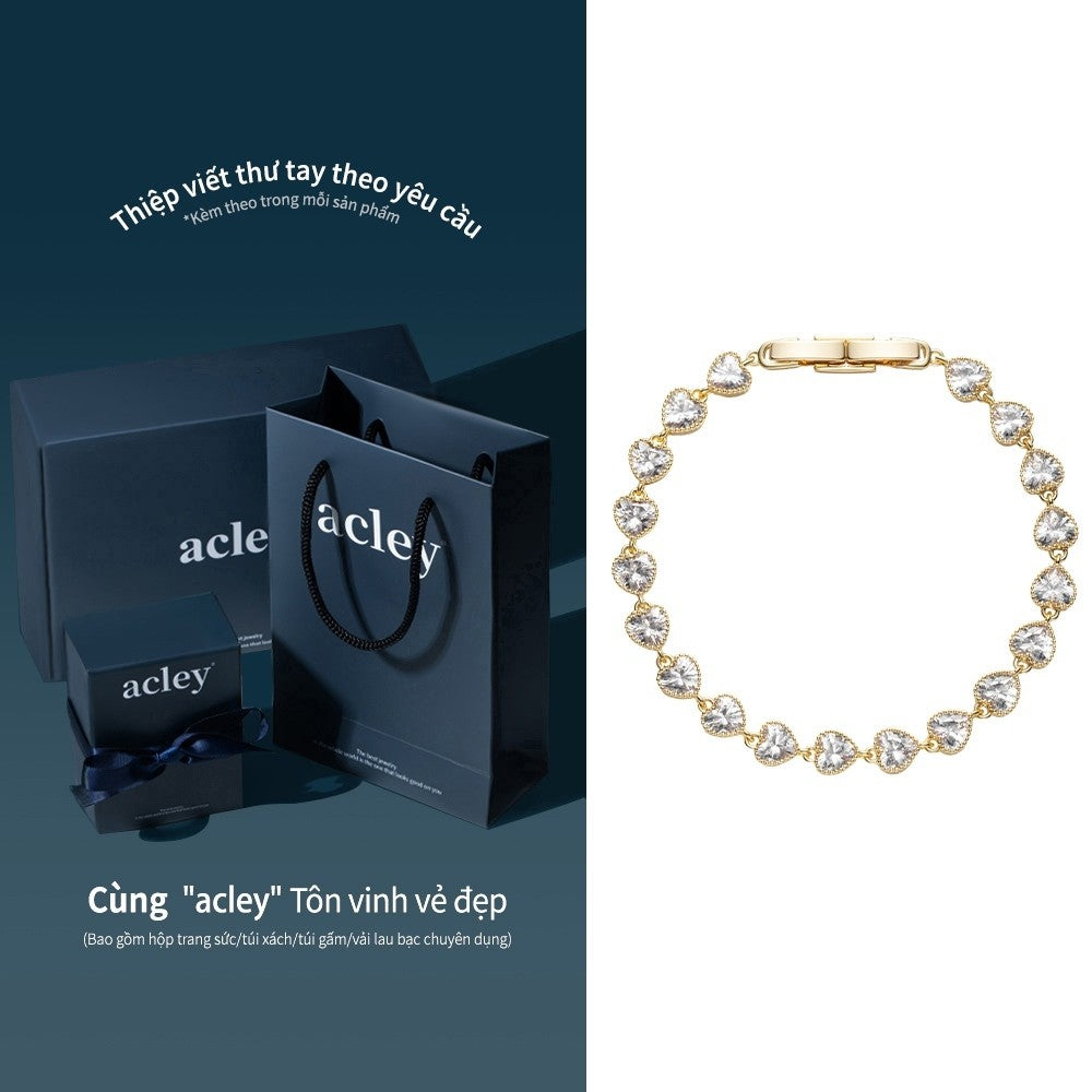 Lắc tay hợp kim đồng đính đá zircon 5A viên tròn