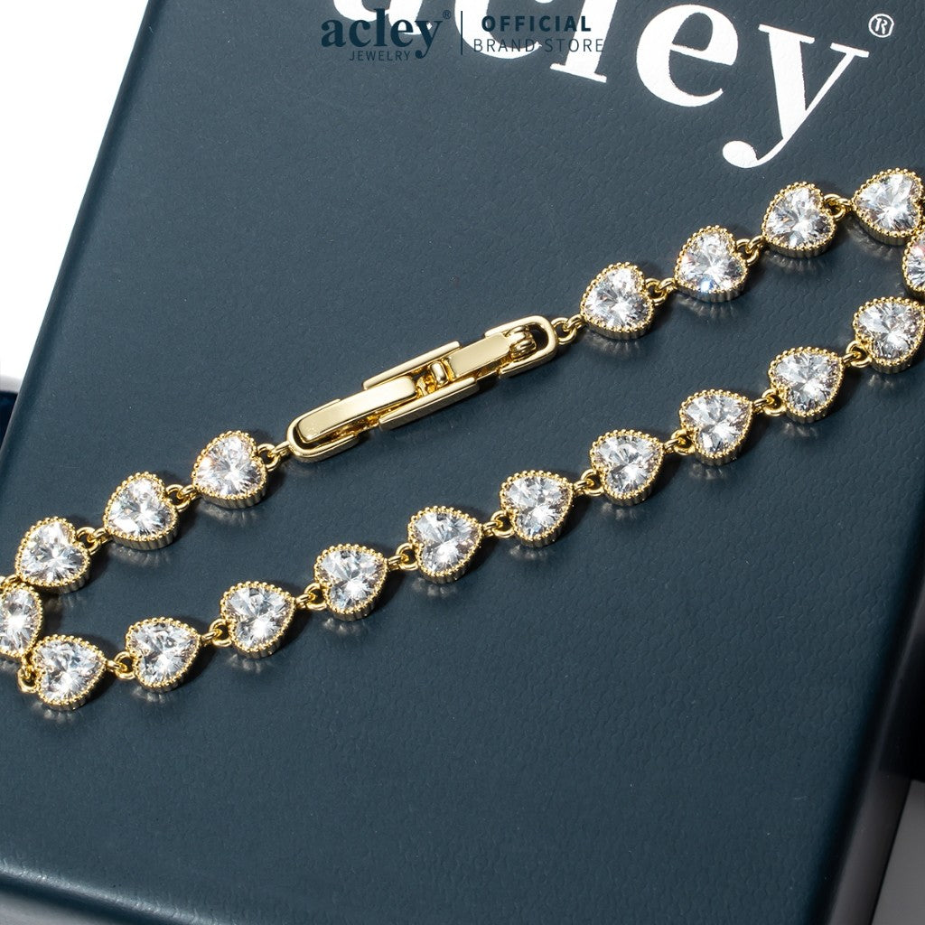 Lắc tay hợp kim đồng đính đá zircon 5A viên tròn