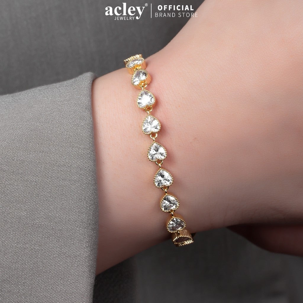 Lắc tay hợp kim đồng đính đá zircon 5A viên tròn