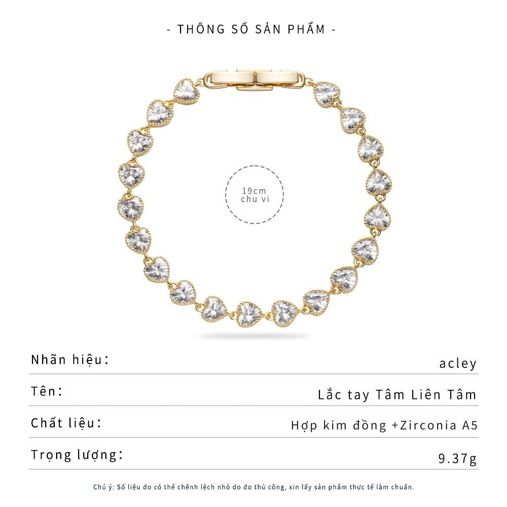 Lắc tay hợp kim đồng đính đá zircon 5A viên tròn