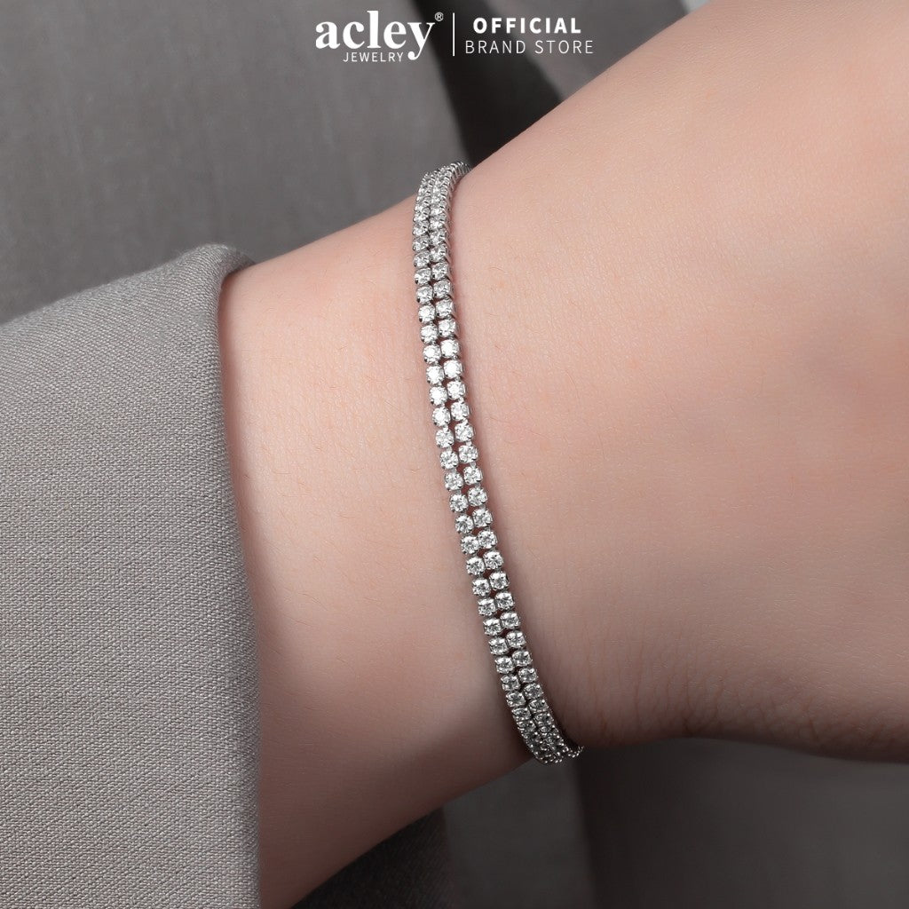 Lắc tay hợp kim đồng đính đá zircon 5A