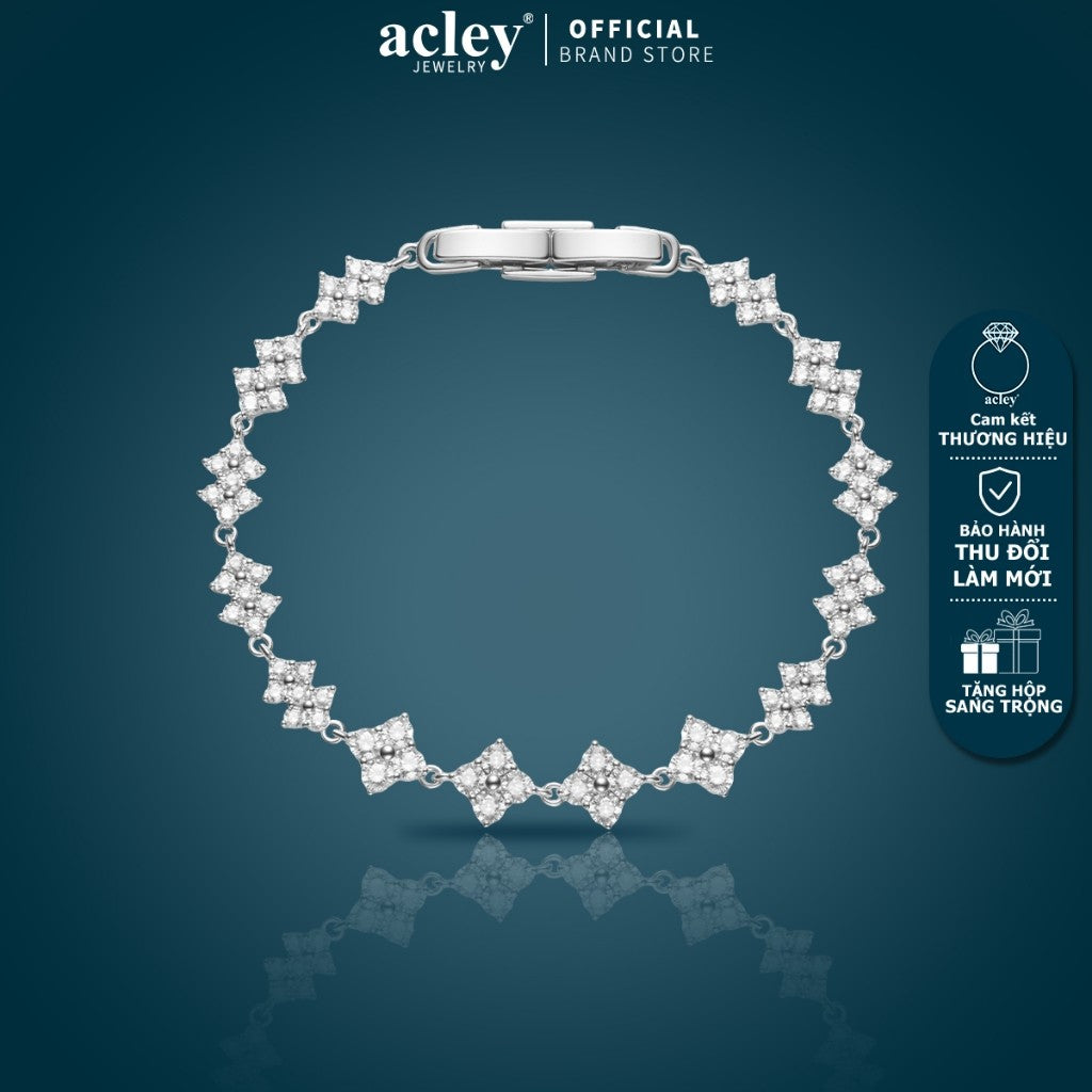 Lắc tay hợp kim đồng đính đá zircon 5A dáng hình thoi
