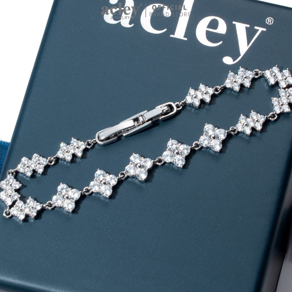 Lắc tay hợp kim đồng đính đá zircon 5A dáng hình thoi