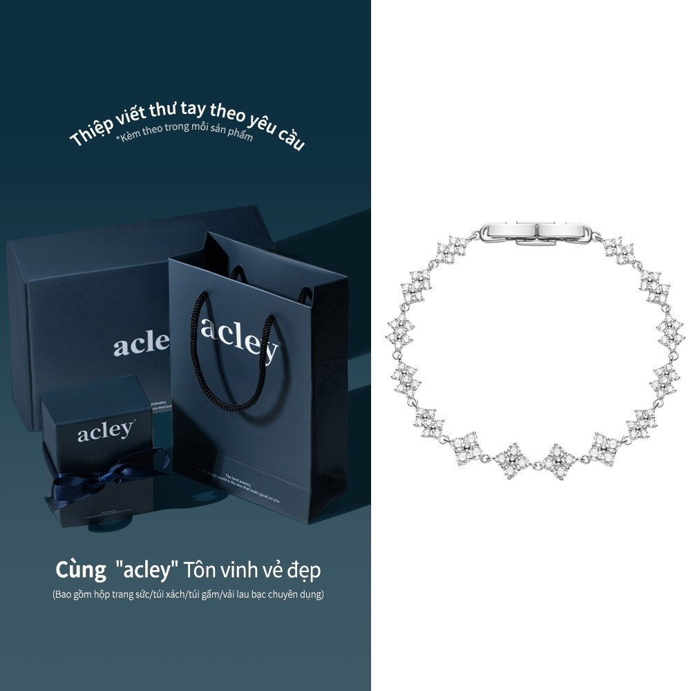 Lắc tay hợp kim đồng đính đá zircon 5A dáng hình thoi