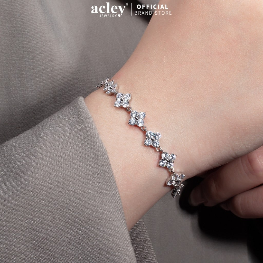 Lắc tay hợp kim đồng đính đá zircon 5A dáng hình thoi