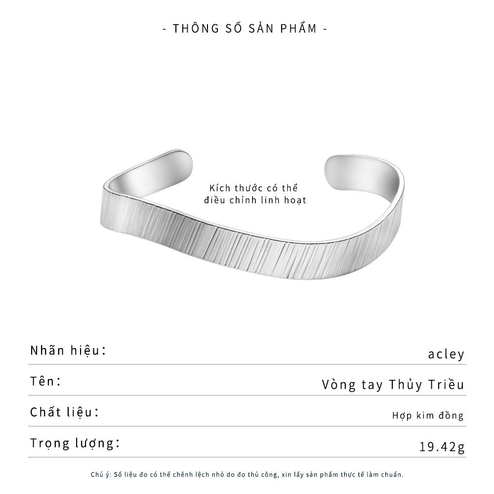 Vòng tay hở hợp kim đồng bản dẹt vân xước