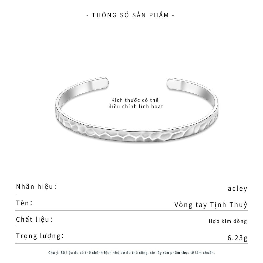 Vòng tay hở hợp kim đồng vân nổi hình học