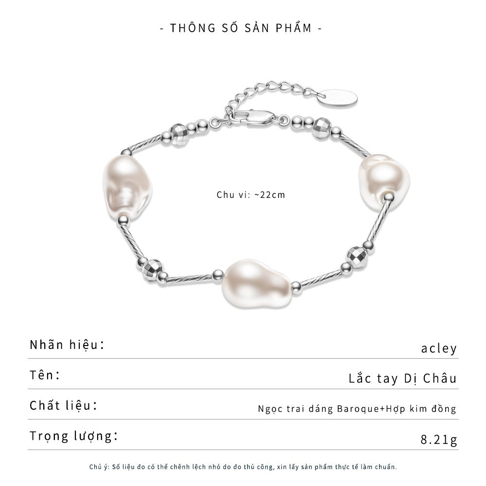 Lắc tay ngọc trai Baroque hợp kim đồng