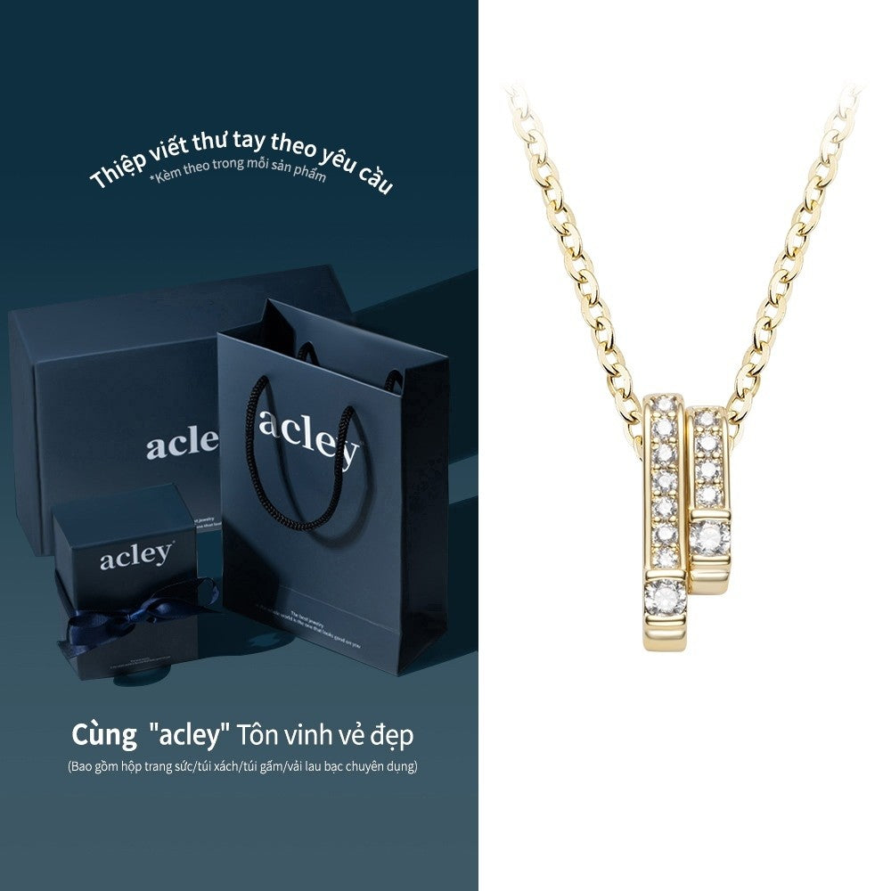 Dây chuyền hợp kim đồng mặt thanh đôi đính đá zircon 5A