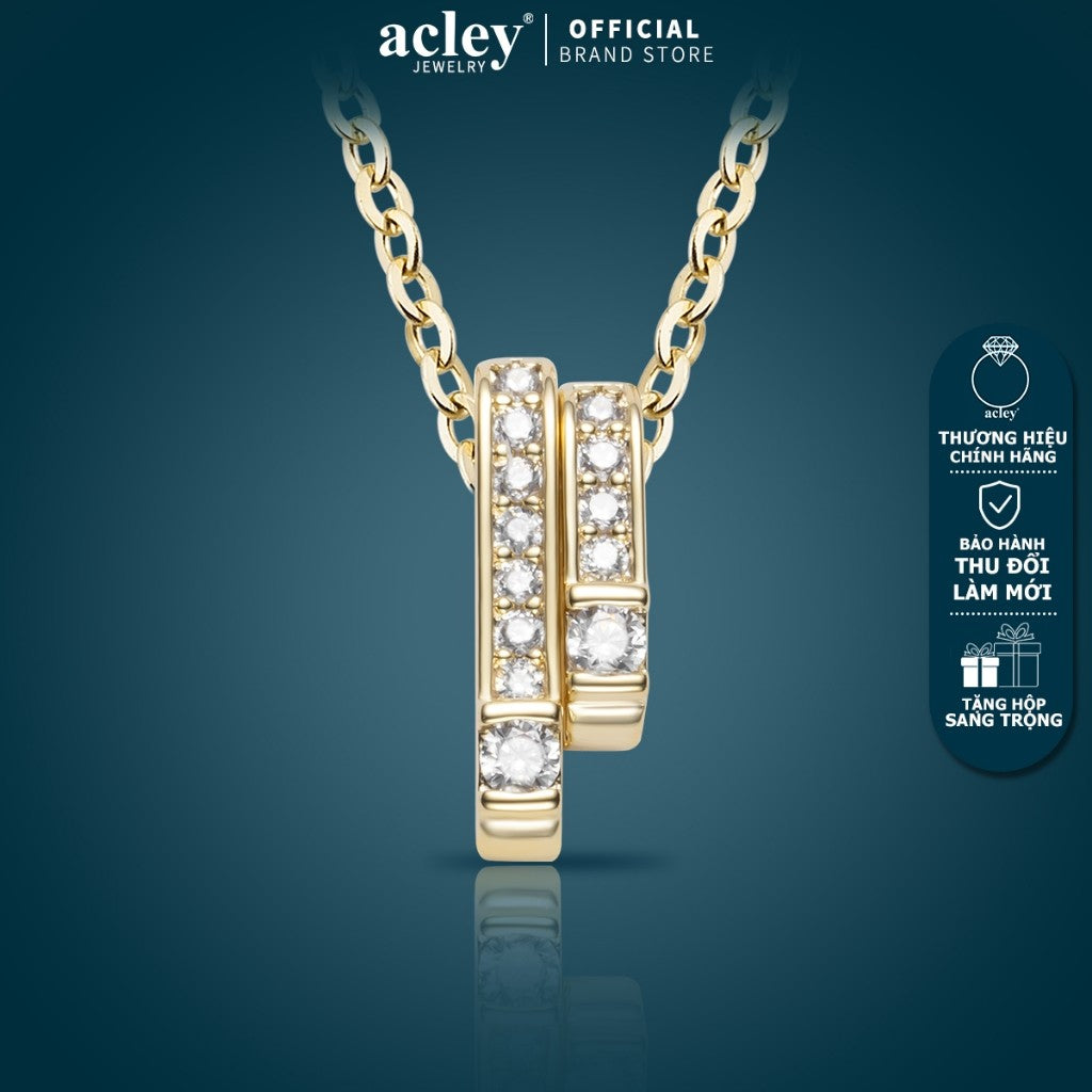 Dây chuyền hợp kim đồng mặt thanh đôi đính đá zircon 5A