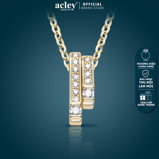 Dây chuyền hợp kim đồng mặt thanh đôi đính đá zircon 5A