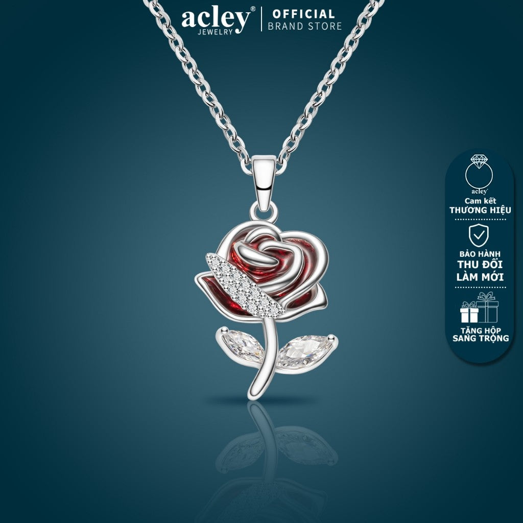Dây chuyền hoa hồng hợp kim đồng đính đá zircon 5A