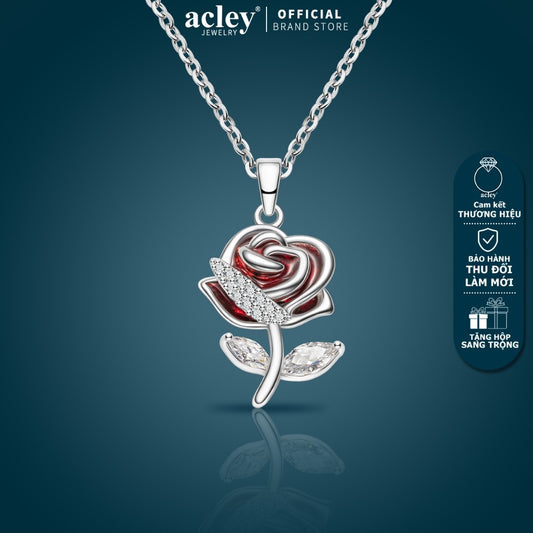 Dây chuyền hoa hồng hợp kim đồng đính đá zircon 5A