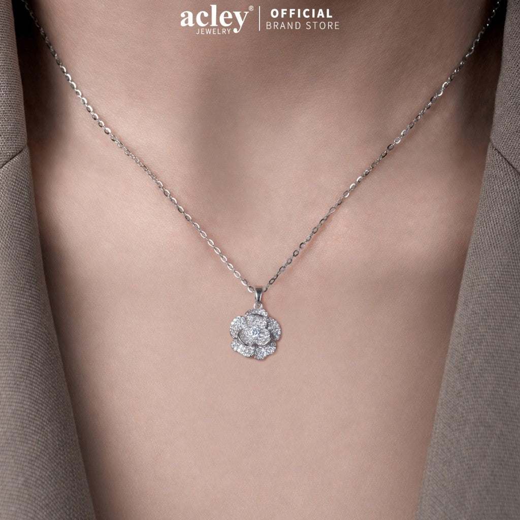 Bộ trang sức hợp kim đồng hình hoa nhiều cánh đính đá zircon 5A
