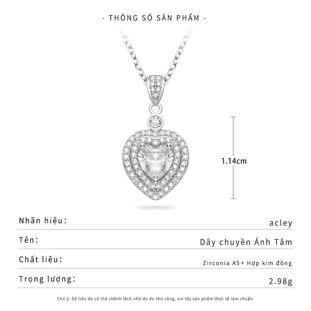 Dây chuyền hợp kim đồng mặt trái tim đính đá zircon 5A