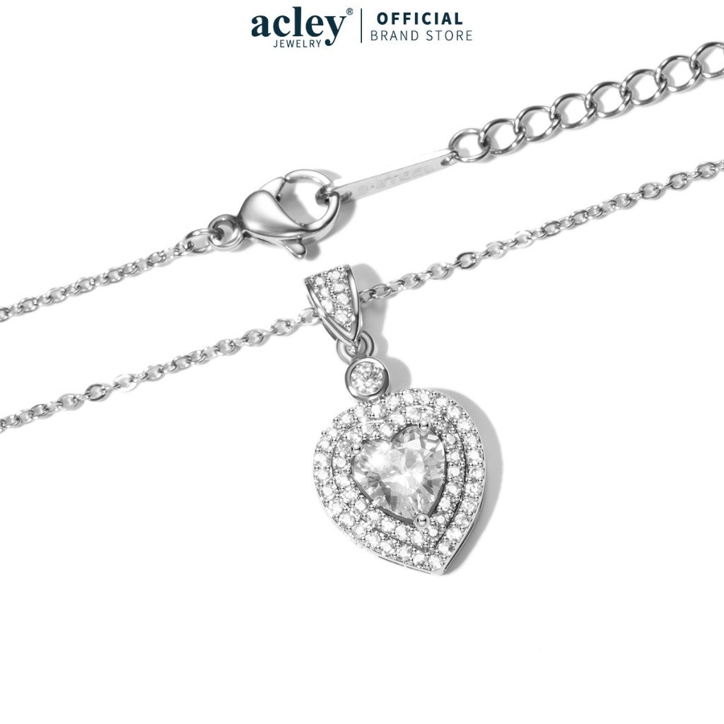 Dây chuyền hợp kim đồng mặt trái tim đính đá zircon 5A