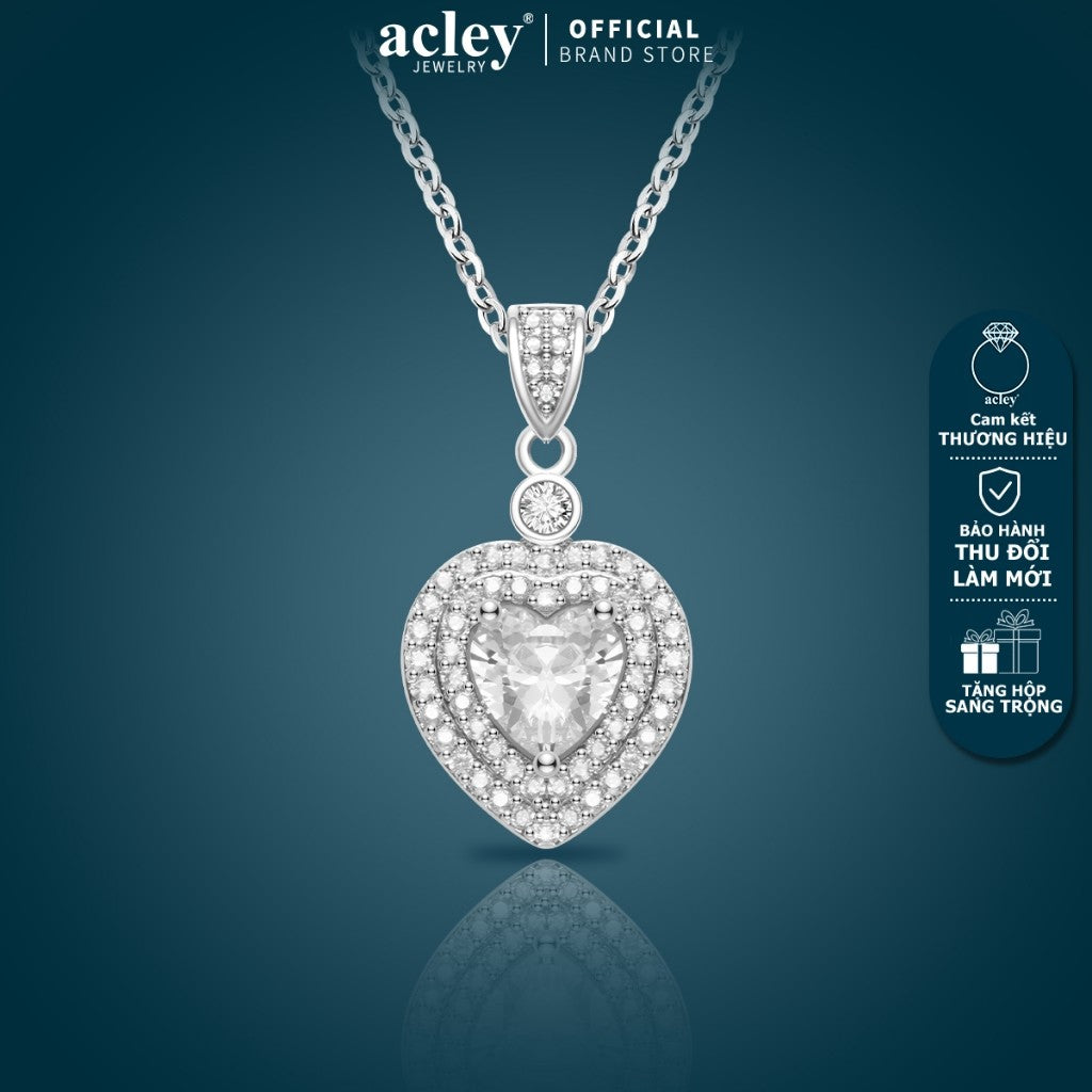 Dây chuyền hợp kim đồng mặt trái tim đính đá zircon 5A