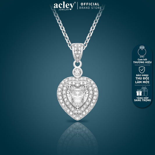 Dây chuyền hợp kim đồng mặt trái tim đính đá zircon 5A