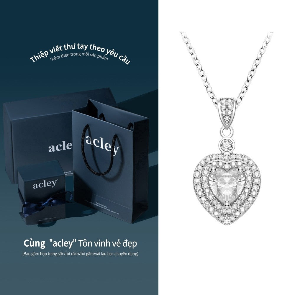Dây chuyền hợp kim đồng mặt trái tim đính đá zircon 5A