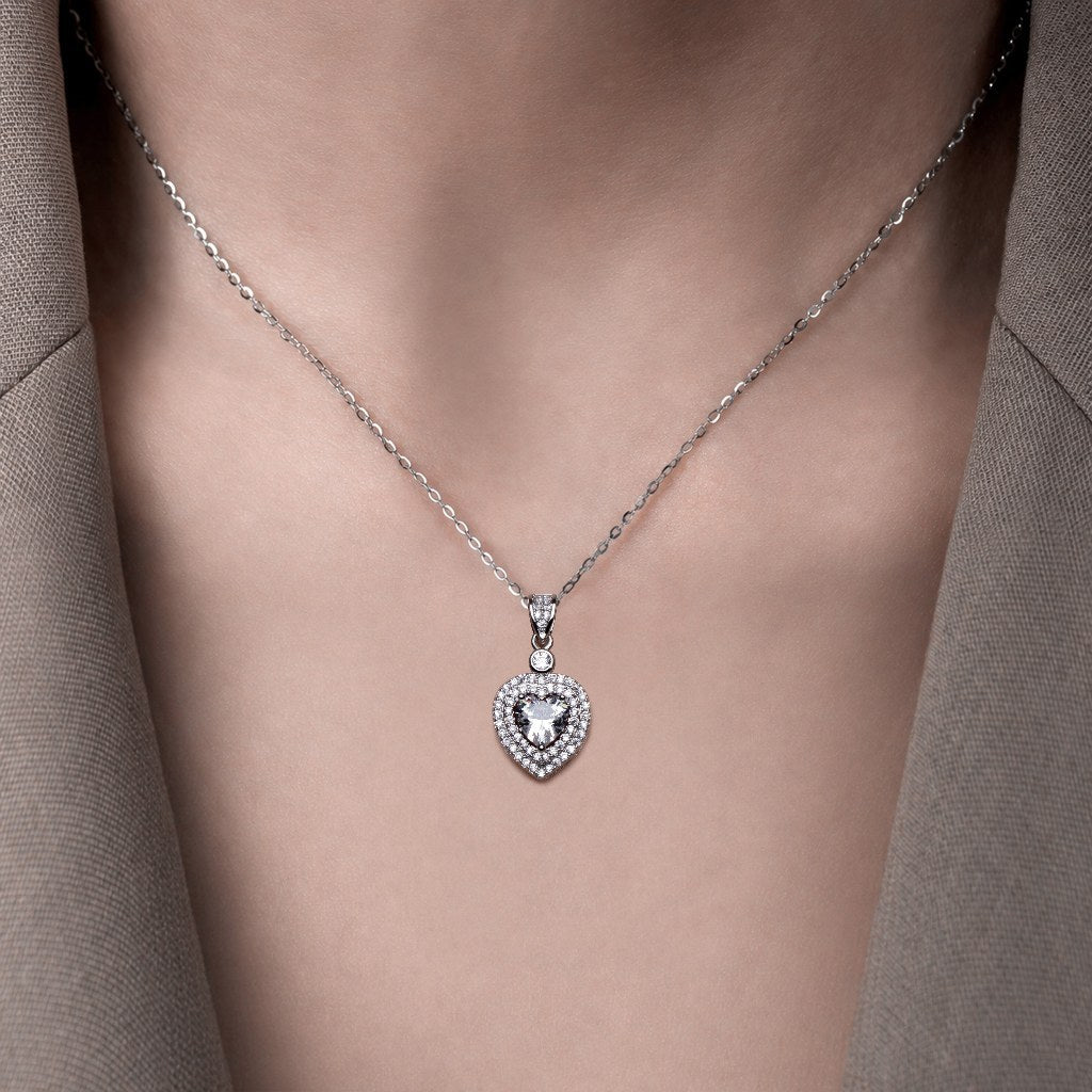 Dây chuyền hợp kim đồng mặt trái tim đính đá zircon 5A